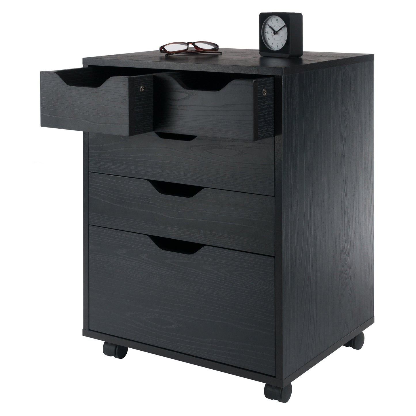 Halifax Bins & Drawers Storage Mobile Cabinet, Black