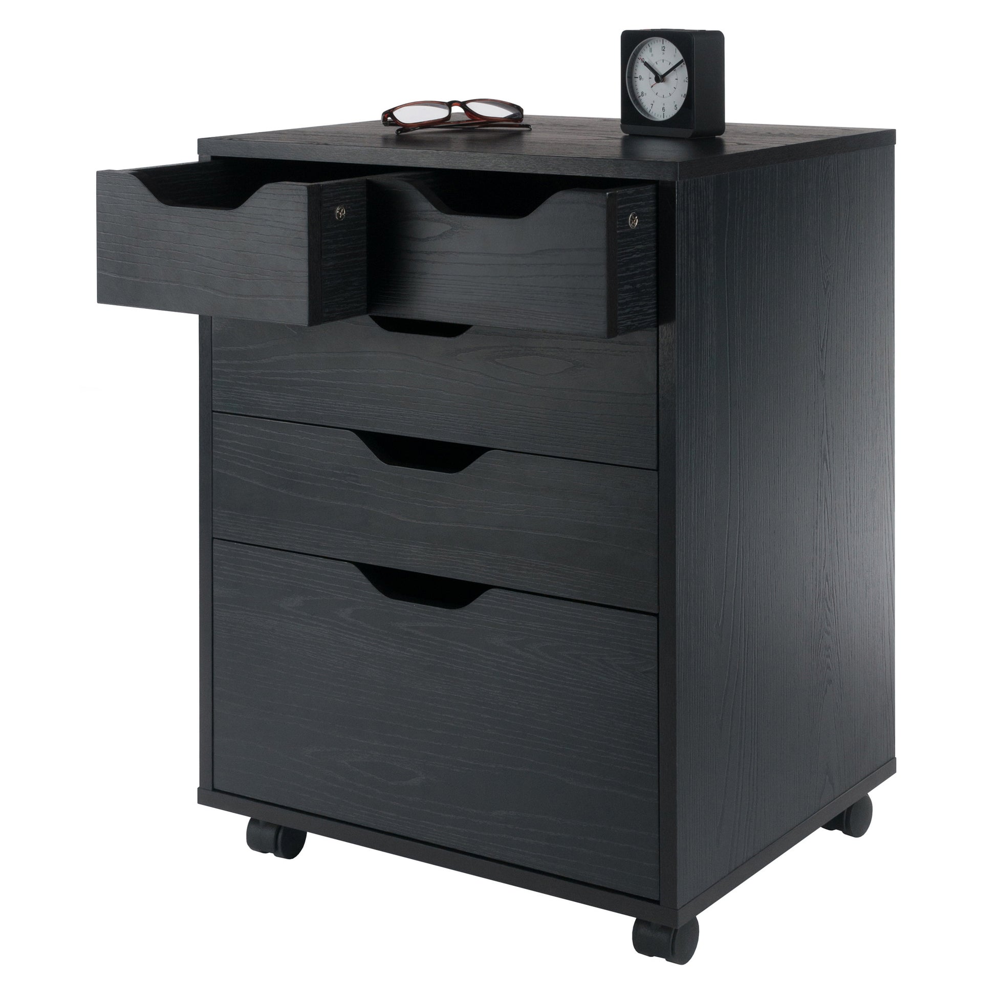Halifax Bins & Drawers Storage Mobile Cabinet, Black