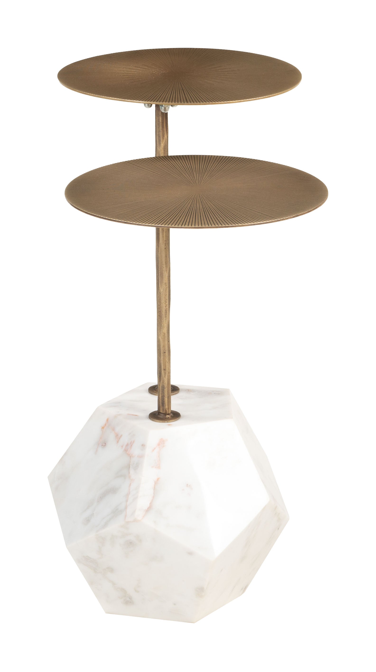 Anten Side Table Brass & White - 2