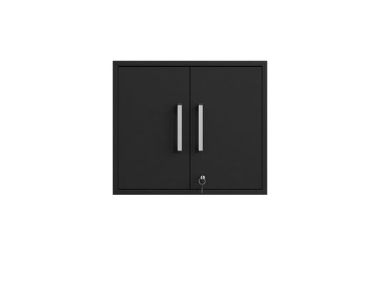 Manhattan Comfort Eiffel Floating Garage Storage Cabinet with Lock and Key in Black Matte 251BMC8