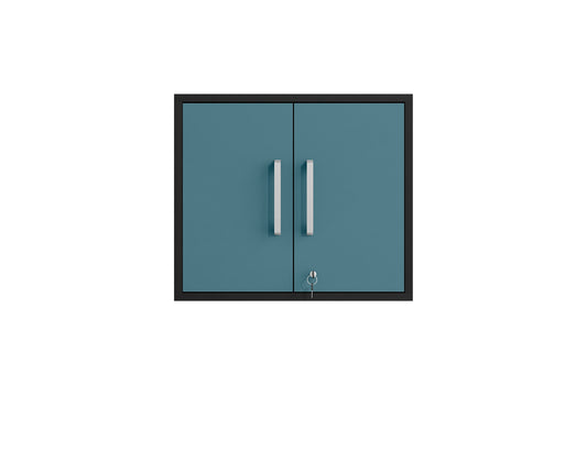 Manhattan Comfort Eiffel Floating Garage Storage Cabinet with Lock and Key in Blue Gloss 251BMC83
