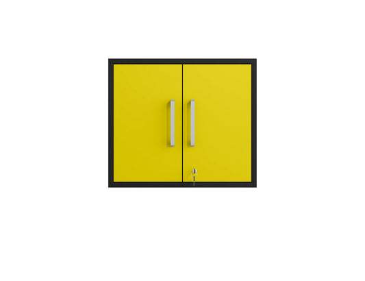 Manhattan Comfort Eiffel Floating Garage Storage Cabinet with Lock and Key in Yellow Gloss 251BMC84