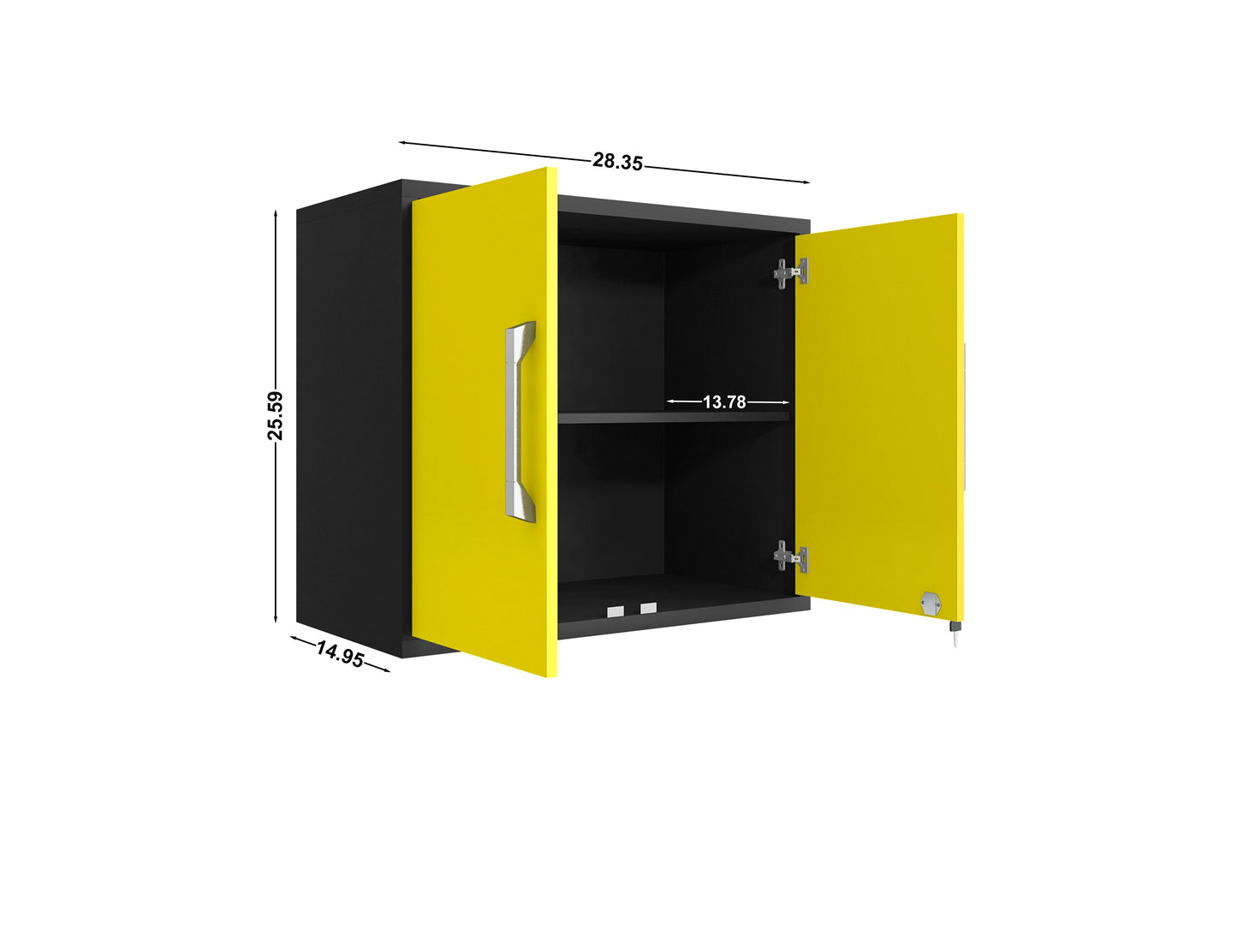 Manhattan Comfort Eiffel Floating Garage Storage Cabinet with Lock and Key in Yellow Gloss 251BMC84