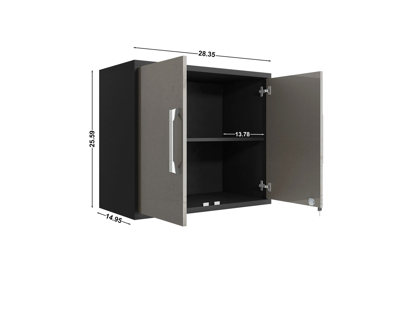 Manhattan Comfort Eiffel Floating Garage Storage Cabinet with Lock and Key in Grey Gloss 251BMC85