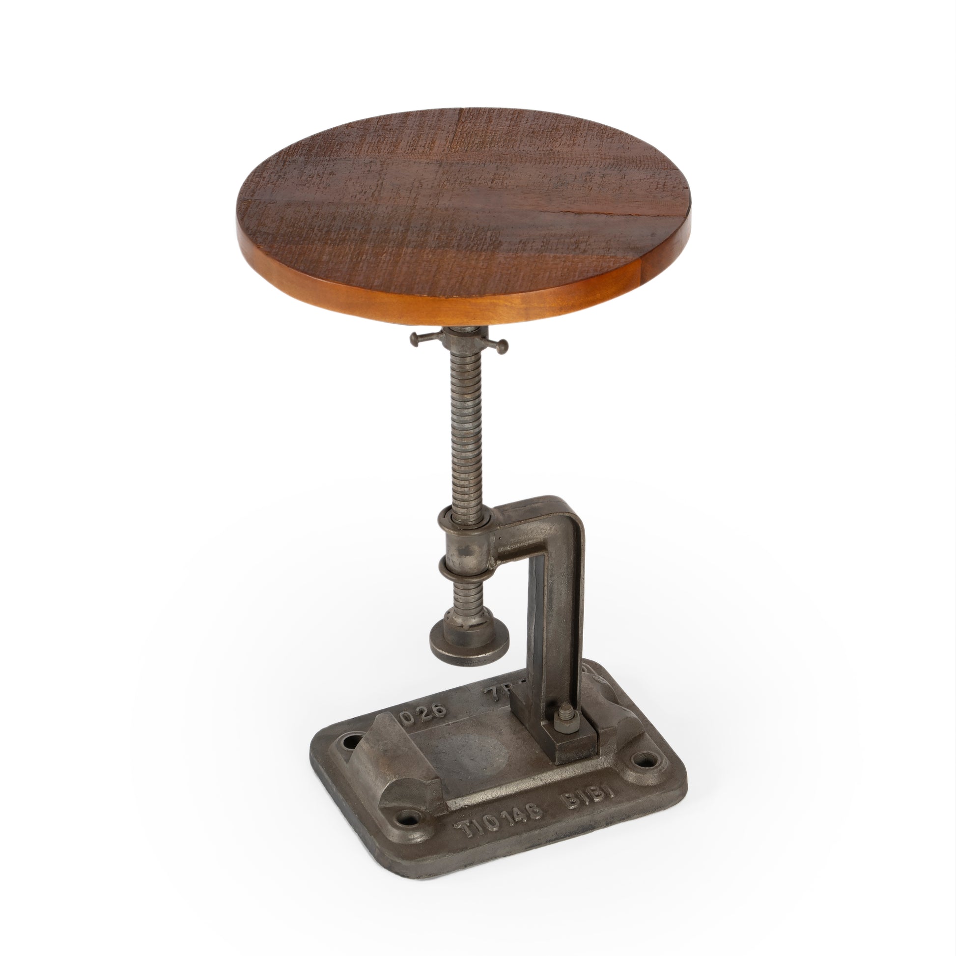 Butler Specialty Company Ellis 22.5 in. Seat Height Round Wood and Metal Adjustable Height Pedestal Side Table, Multi-Color