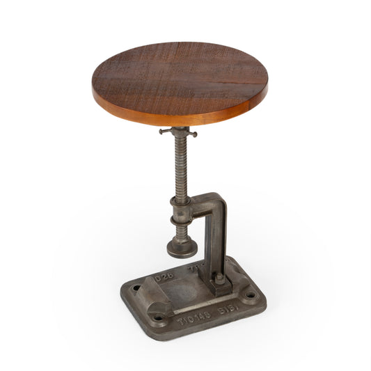 Butler Specialty Company Ellis 22.5 in. Seat Height Round Wood and Metal Adjustable Height Pedestal Side Table, Multi-Color