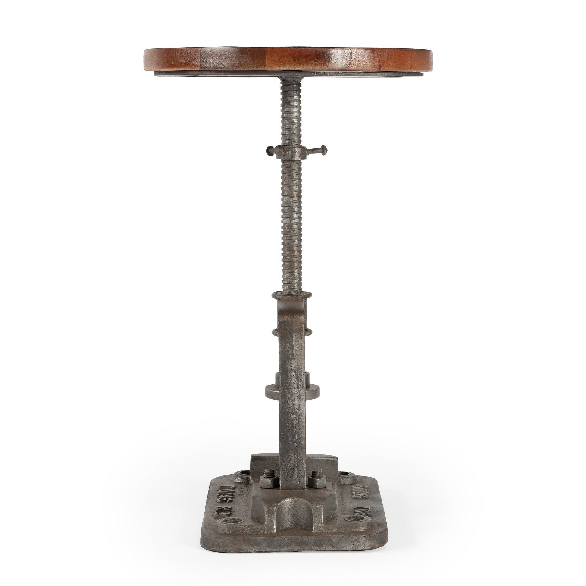 Butler Specialty Company Ellis 22.5 in. Seat Height Round Wood and Metal Adjustable Height Pedestal Side Table, Multi-Color