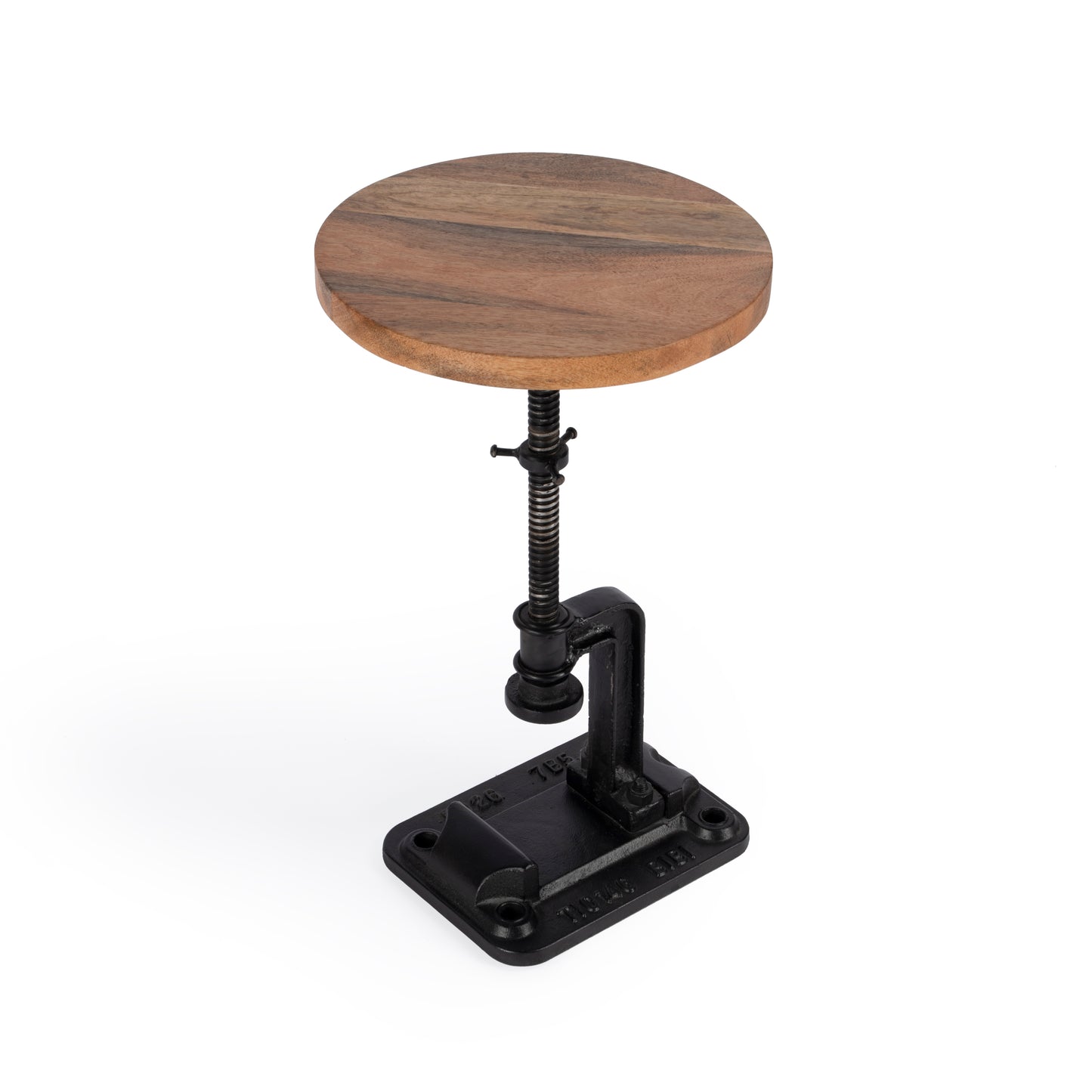 Butler Specialty Company Ellis 22.5 in. Seat Height Round Wood and Metal Adjustable Height Pedestal Side Table, Multi-Color