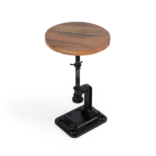 Butler Specialty Company Ellis 22.5 in. Seat Height Round Wood and Metal Adjustable Height Pedestal Side Table, Multi-Color