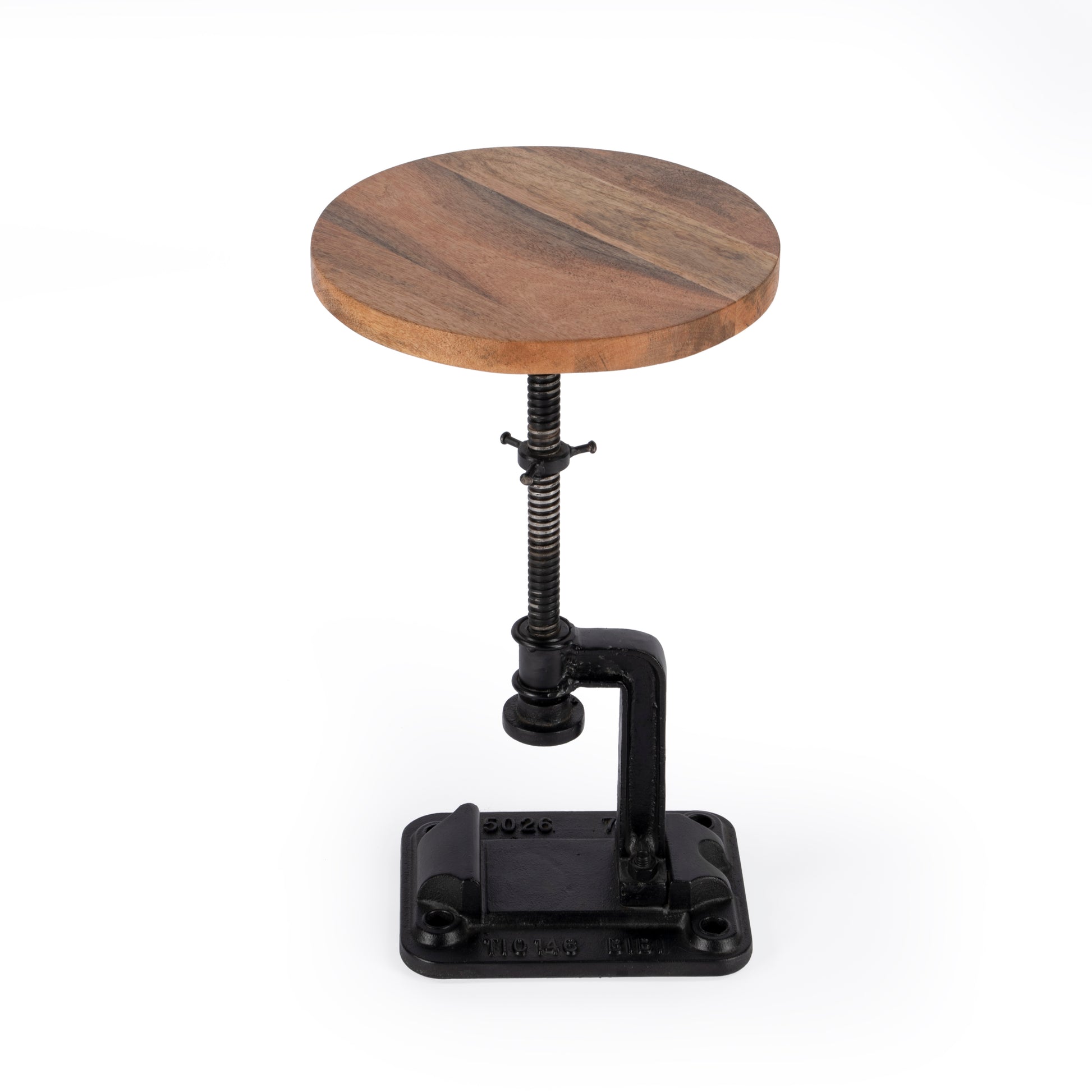 Butler Specialty Company Ellis 22.5 in. Seat Height Round Wood and Metal Adjustable Height Pedestal Side Table, Multi-Color
