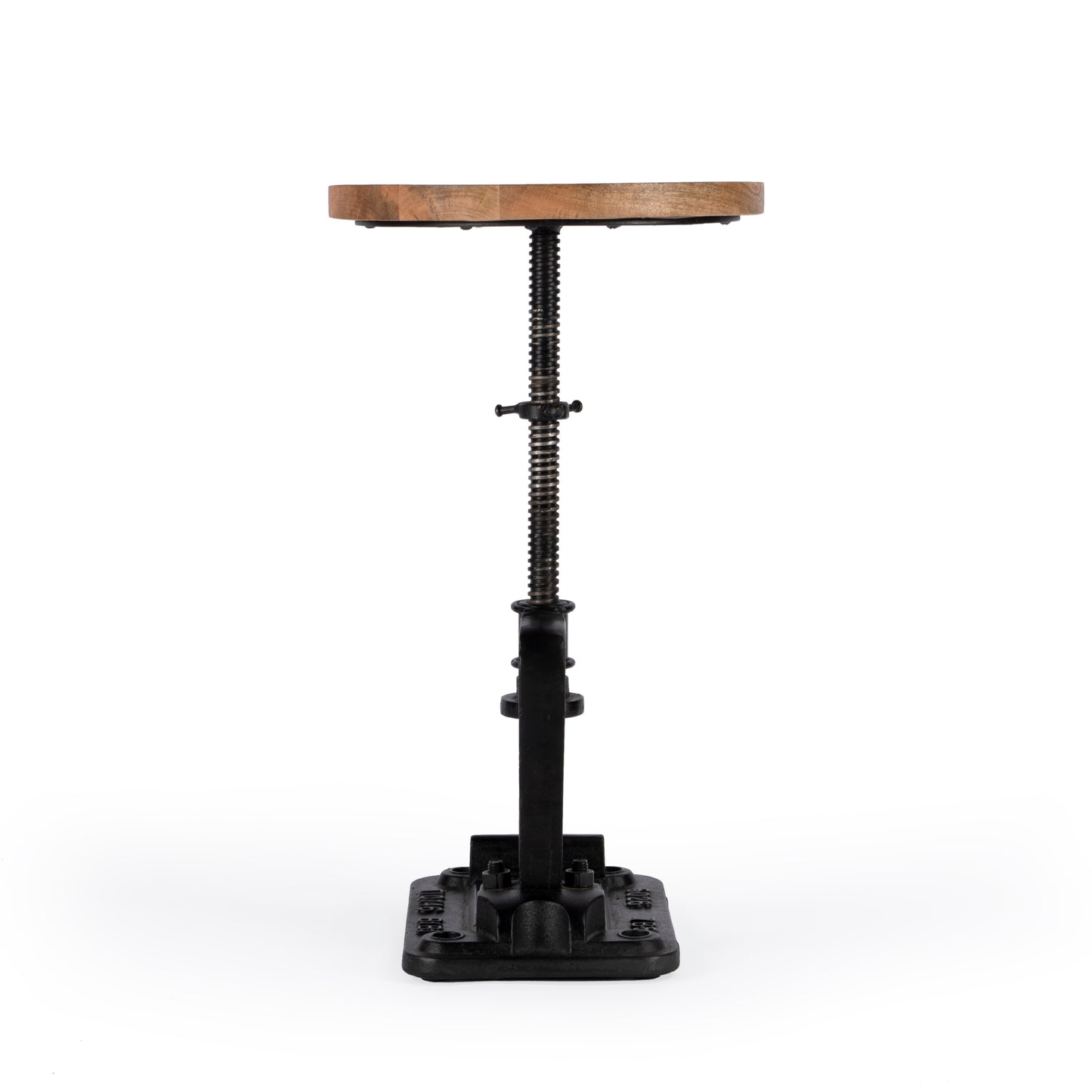 Butler Specialty Company Ellis 22.5 in. Seat Height Round Wood and Metal Adjustable Height Pedestal Side Table, Multi-Color