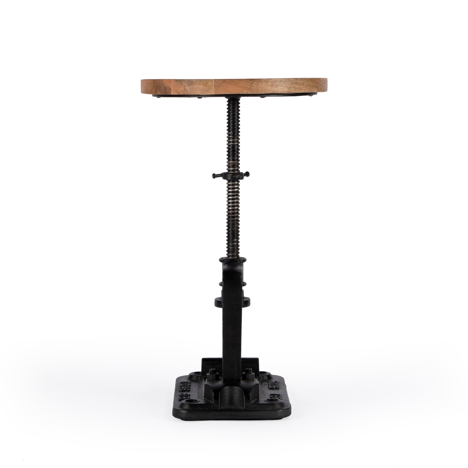 Butler Specialty Company Ellis 22.5 in. Seat Height Round Wood and Metal Adjustable Height Pedestal Side Table, Multi-Color