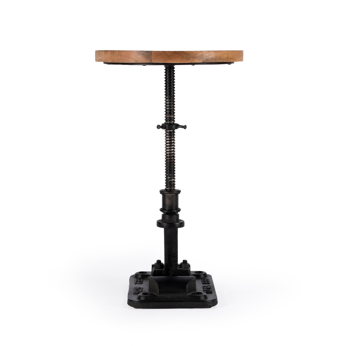 Butler Specialty Company Ellis 22.5 in. Seat Height Round Wood and Metal Adjustable Height Pedestal Side Table, Multi-Color