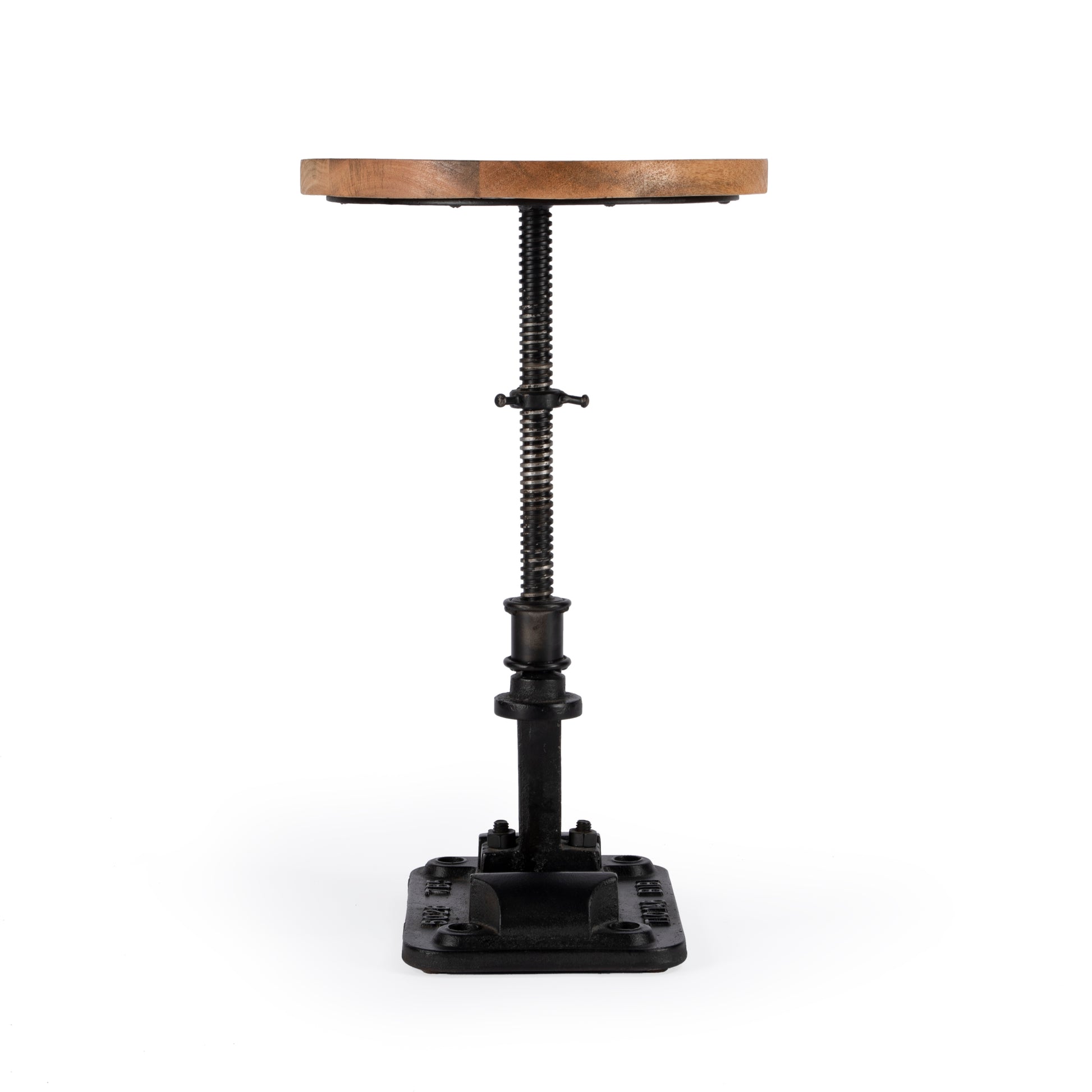 Butler Specialty Company Ellis 22.5 in. Seat Height Round Wood and Metal Adjustable Height Pedestal Side Table, Multi-Color