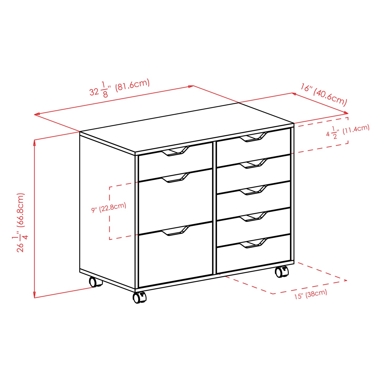 Halifax 6-Drawer Multi-Storage Mobile Cabinet, White