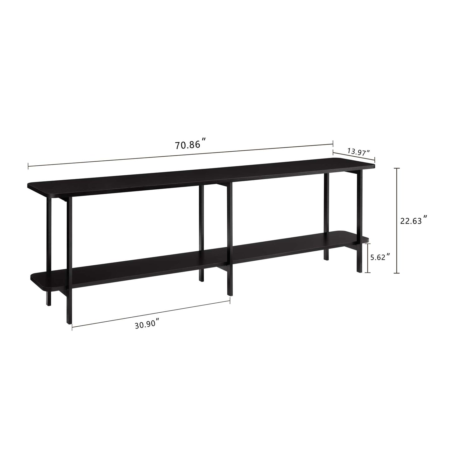 Celine Contemporary Modern 71" Console Table in Black (2-Shelf) 255551