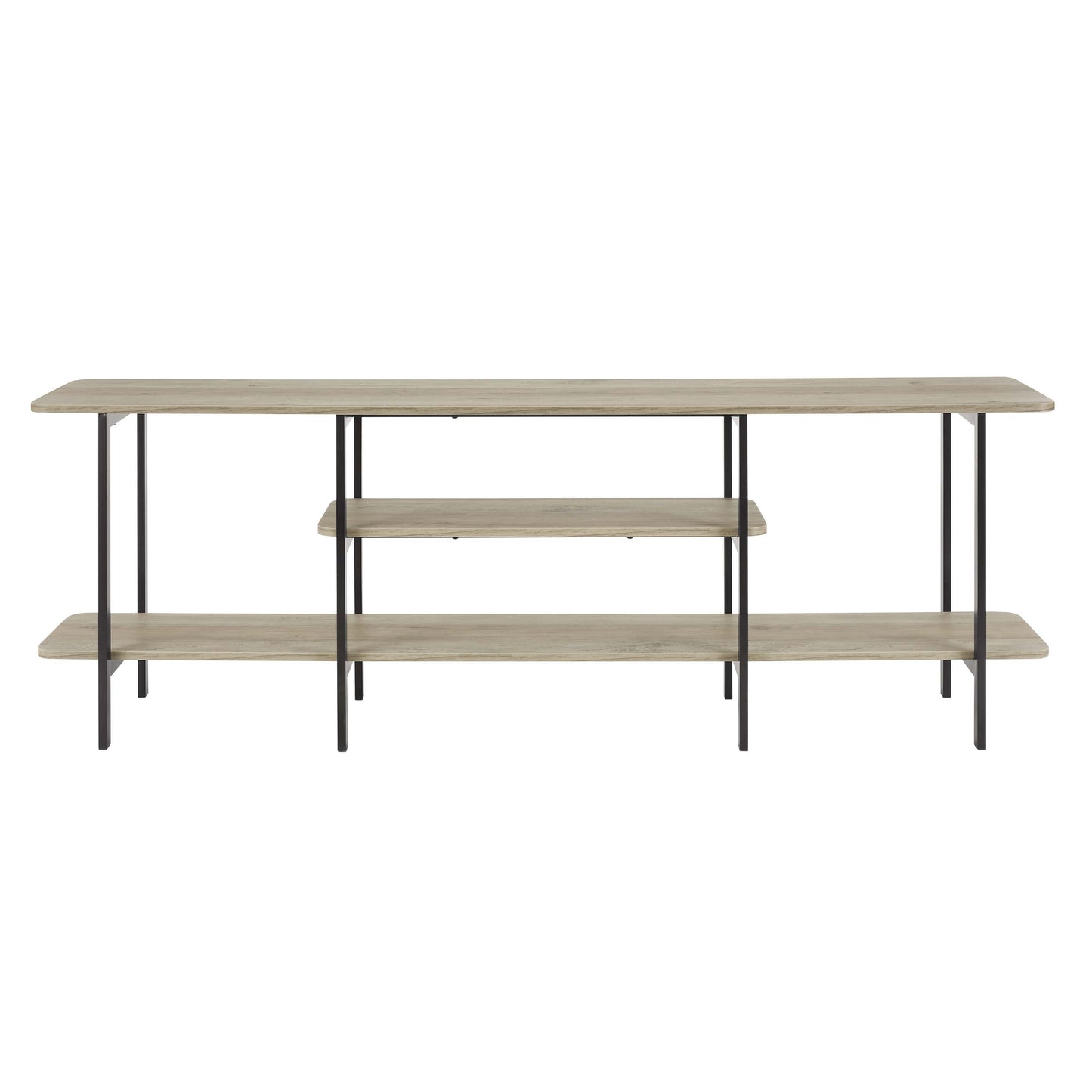 Celine Contemporary Modern 71" Console Table in Rustic Gray (3-Shelf) 25570-GY