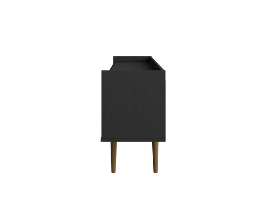 Manhattan Comfort Bogart 53.54" Mid-Century Modern TV Stand in Black and Nature 257BMC8