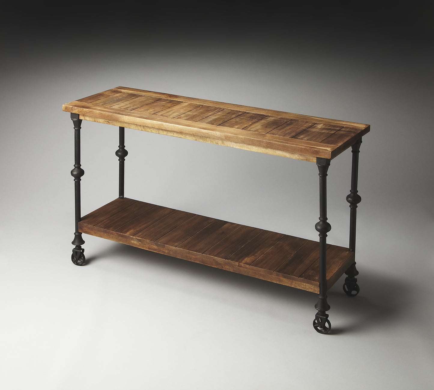 Butler Specialty Company Fontainebleau 47.5 in. W Rectangular Wood Industrial Chic Console Table with Lower Open Shelf, Multi-Color