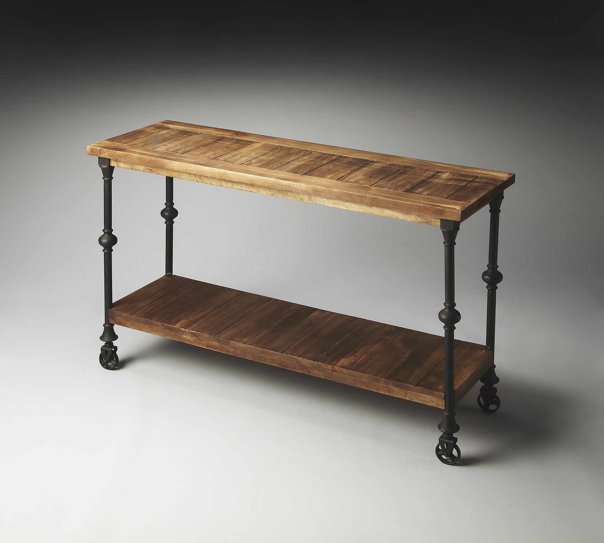 Butler Specialty Company Fontainebleau 47.5 in. W Rectangular Wood Industrial Chic Console Table with Lower Open Shelf, Multi-Color