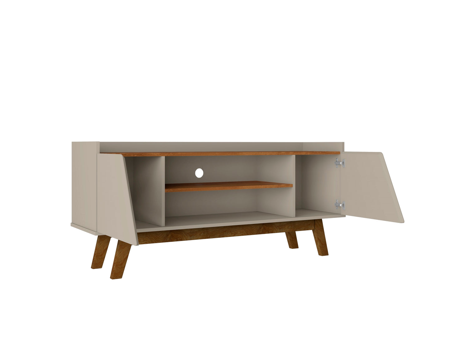 Marcus Mid-Century Modern 53" TV Stand in Greige and Brown 259BMC10