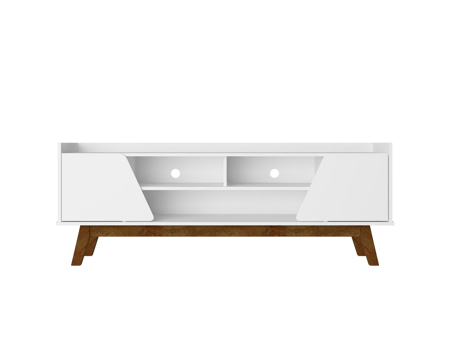 Manhattan Comfort Mid-Century Modern Marcus 62.99 TV Stand with Solid Wood Legs in White 260BMC6