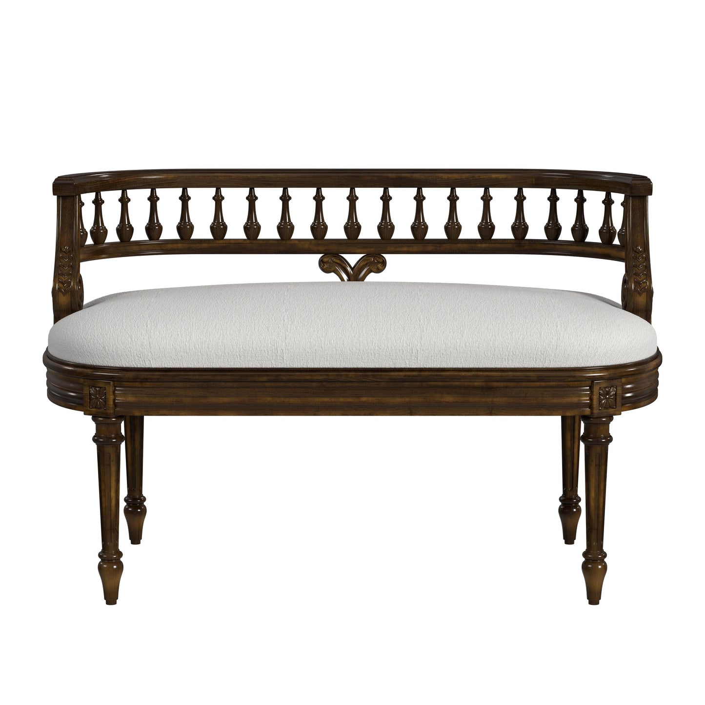 Butler Specialty Company Hathaway 37 in. W Oval Upholstered and Wood Traditional Low Back Accent Bench, Medium Brown