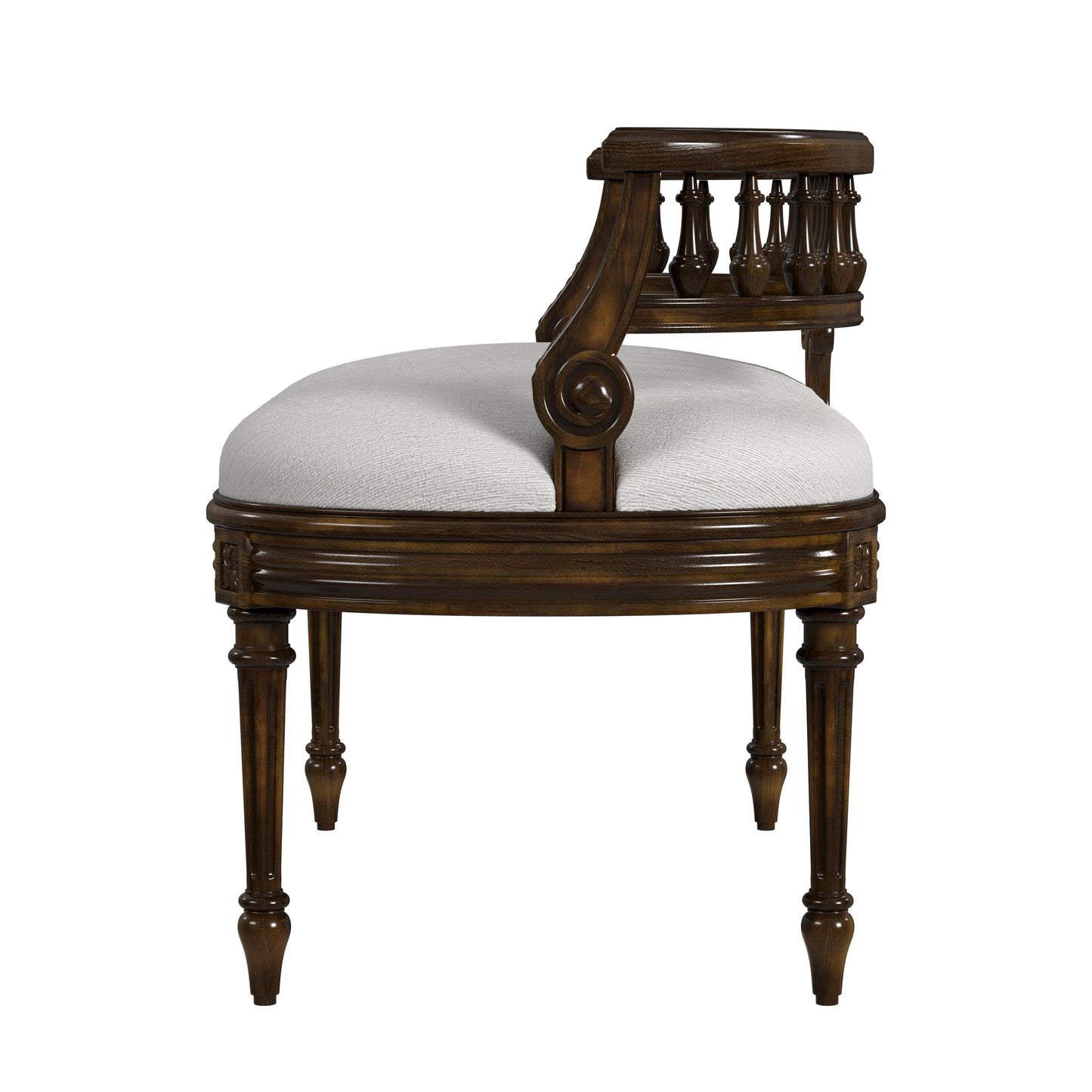 Butler Specialty Company Hathaway 37 in. W Oval Upholstered and Wood Traditional Low Back Accent Bench, Medium Brown