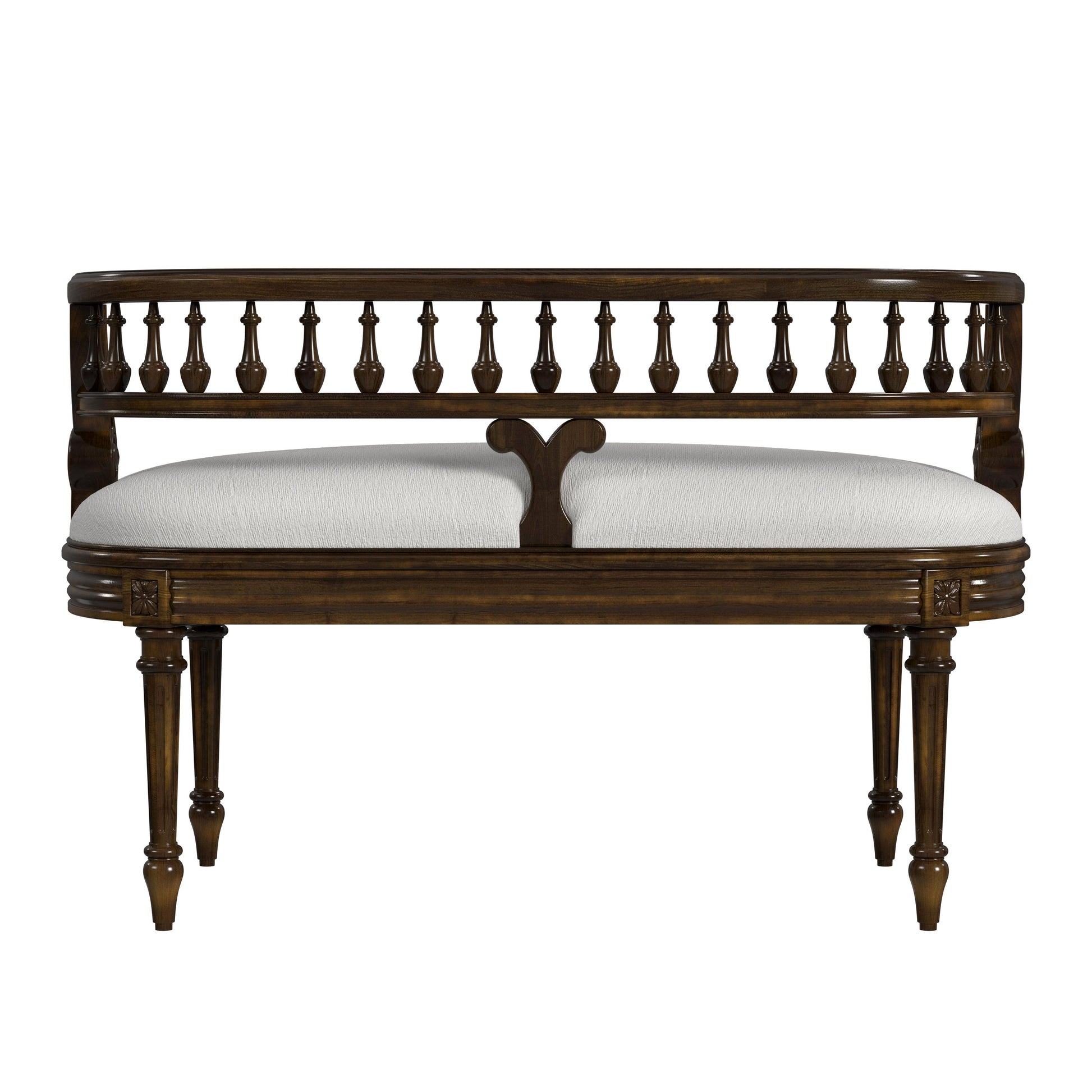Butler Specialty Company Hathaway 37 in. W Oval Upholstered and Wood Traditional Low Back Accent Bench, Medium Brown