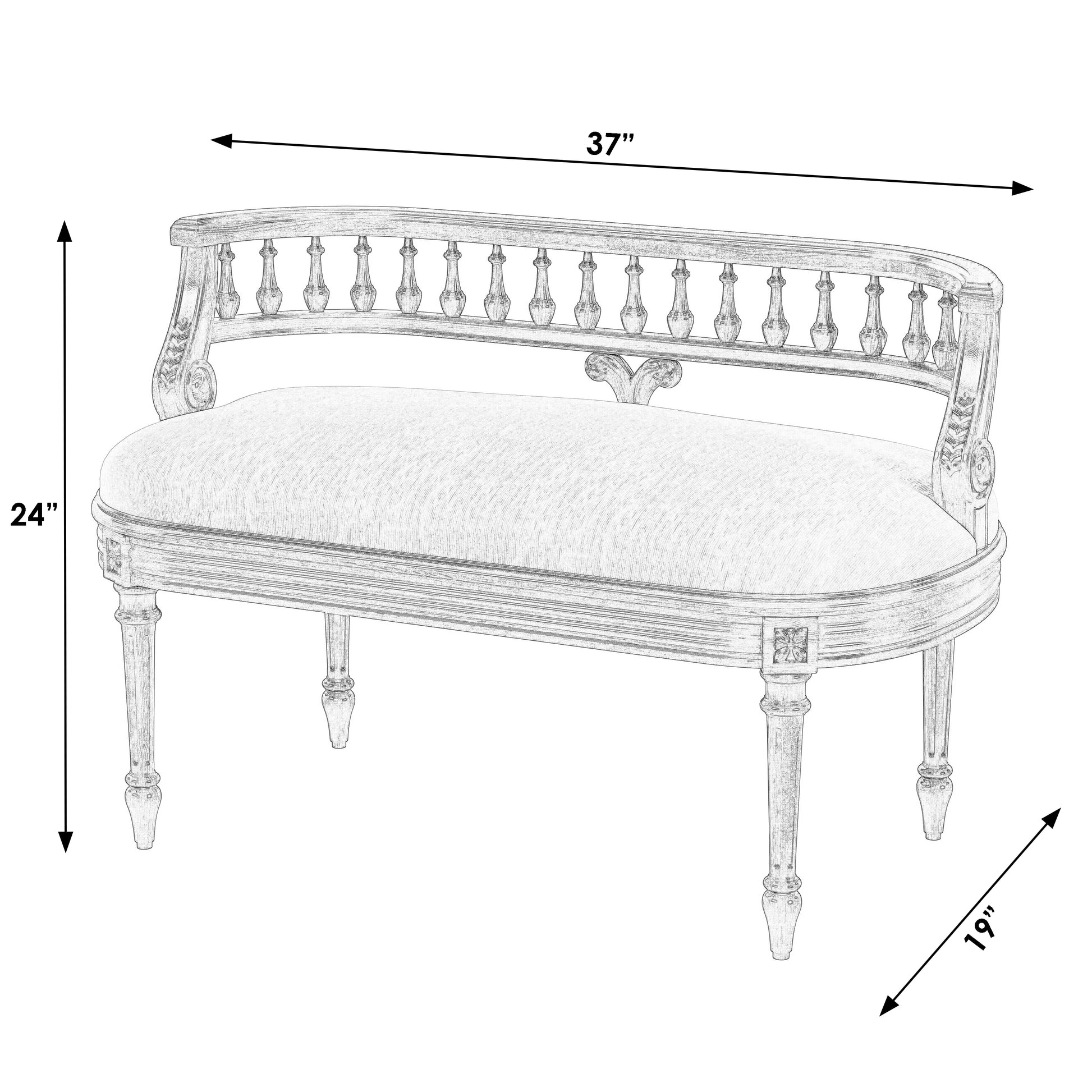 Butler Specialty Company Hathaway 37 in. W Oval Upholstered and Wood Traditional Low Back Accent Bench, Dark Brown