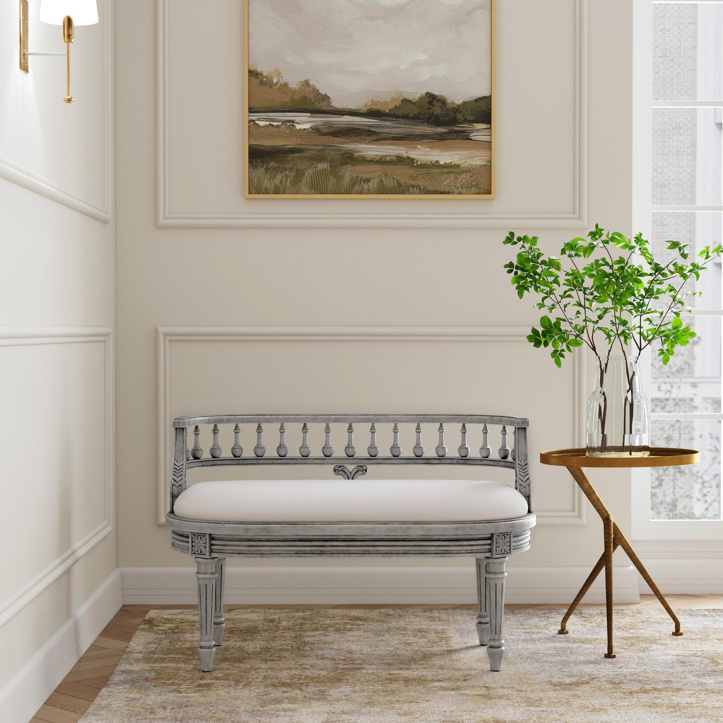 Hathaway 37" Upholstered Bench in Gray 2625418