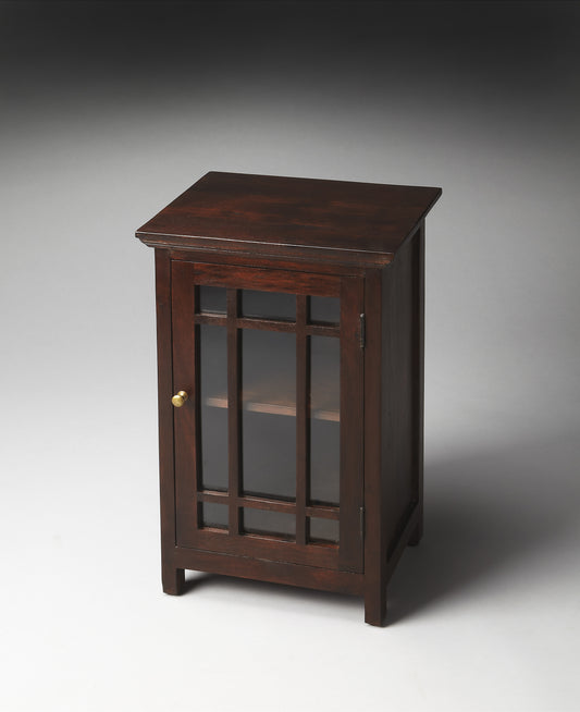 Butler Specialty Company Baxter 15.75 in. W Rectangular Wood and Glass 1 Door Accent Storage Cabinet, Dark Brown