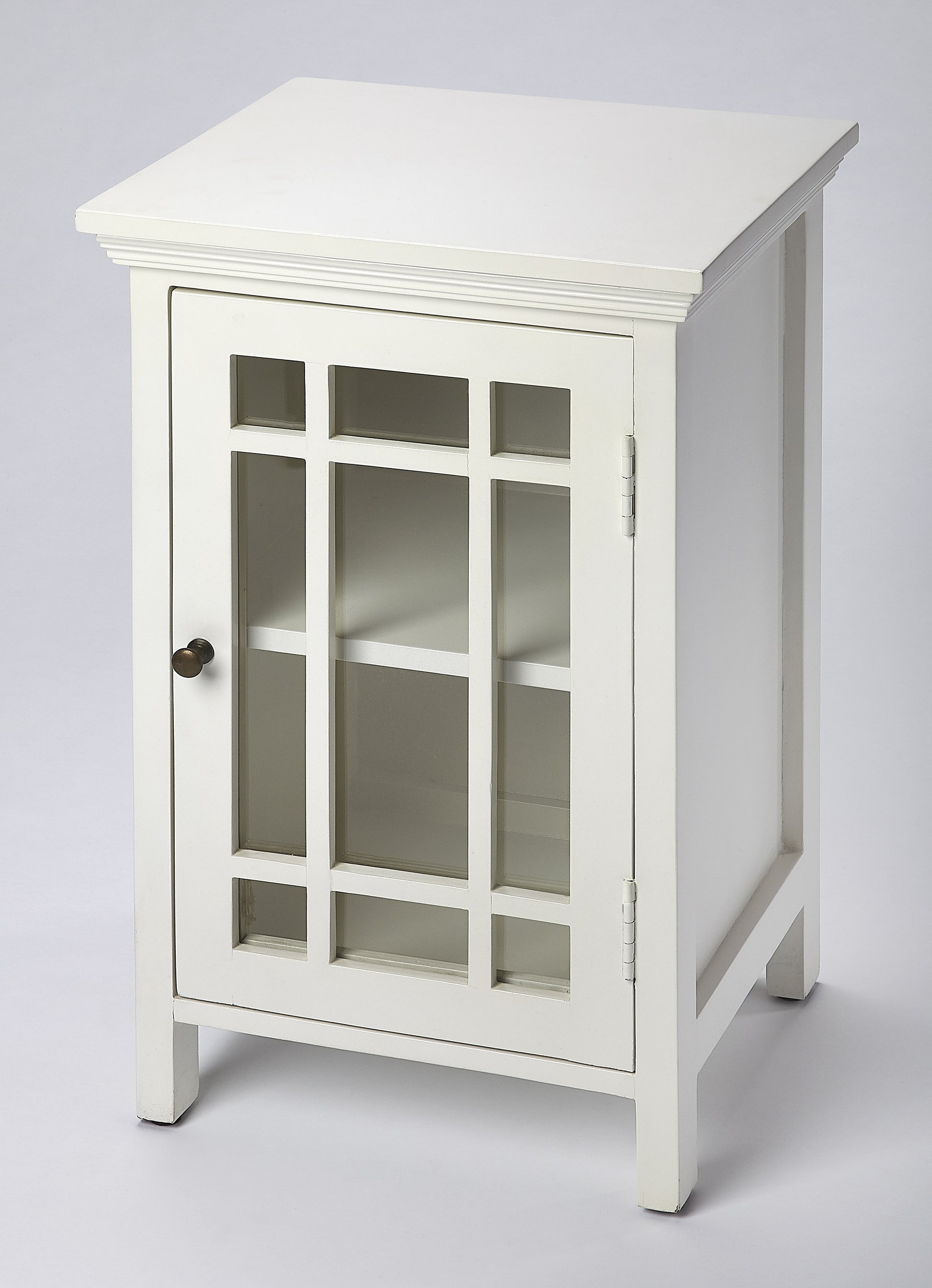 Butler Specialty Company Baxter 15.75 in. W Rectangular Wood and Glass 1 Door Accent Storage Cabinet, White