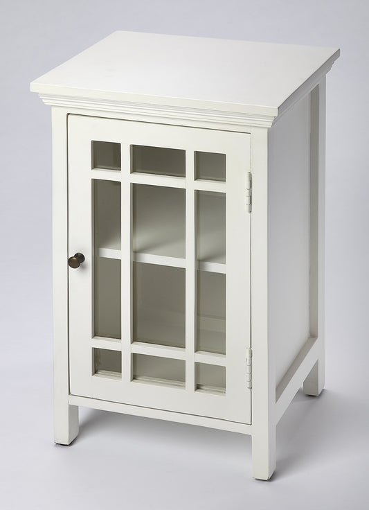 Butler Specialty Company Baxter 15.75 in. W Rectangular Wood and Glass 1 Door Accent Storage Cabinet, White