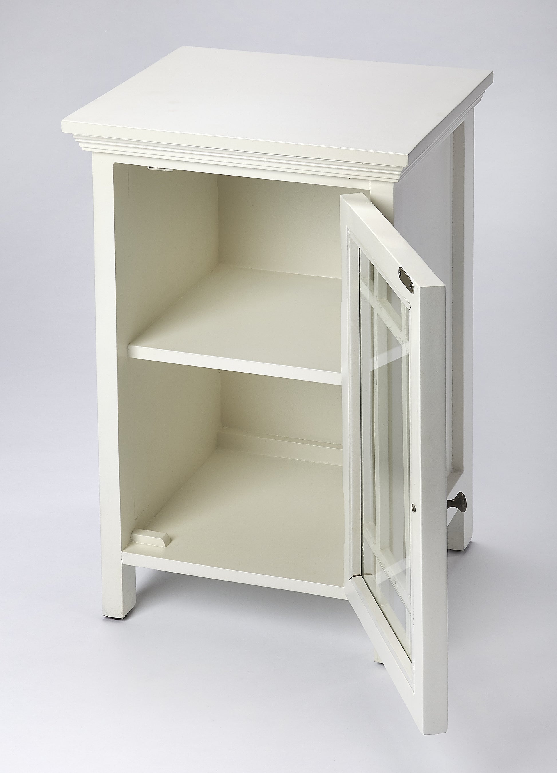 Butler Specialty Company Baxter 15.75 in. W Rectangular Wood and Glass 1 Door Accent Storage Cabinet, White