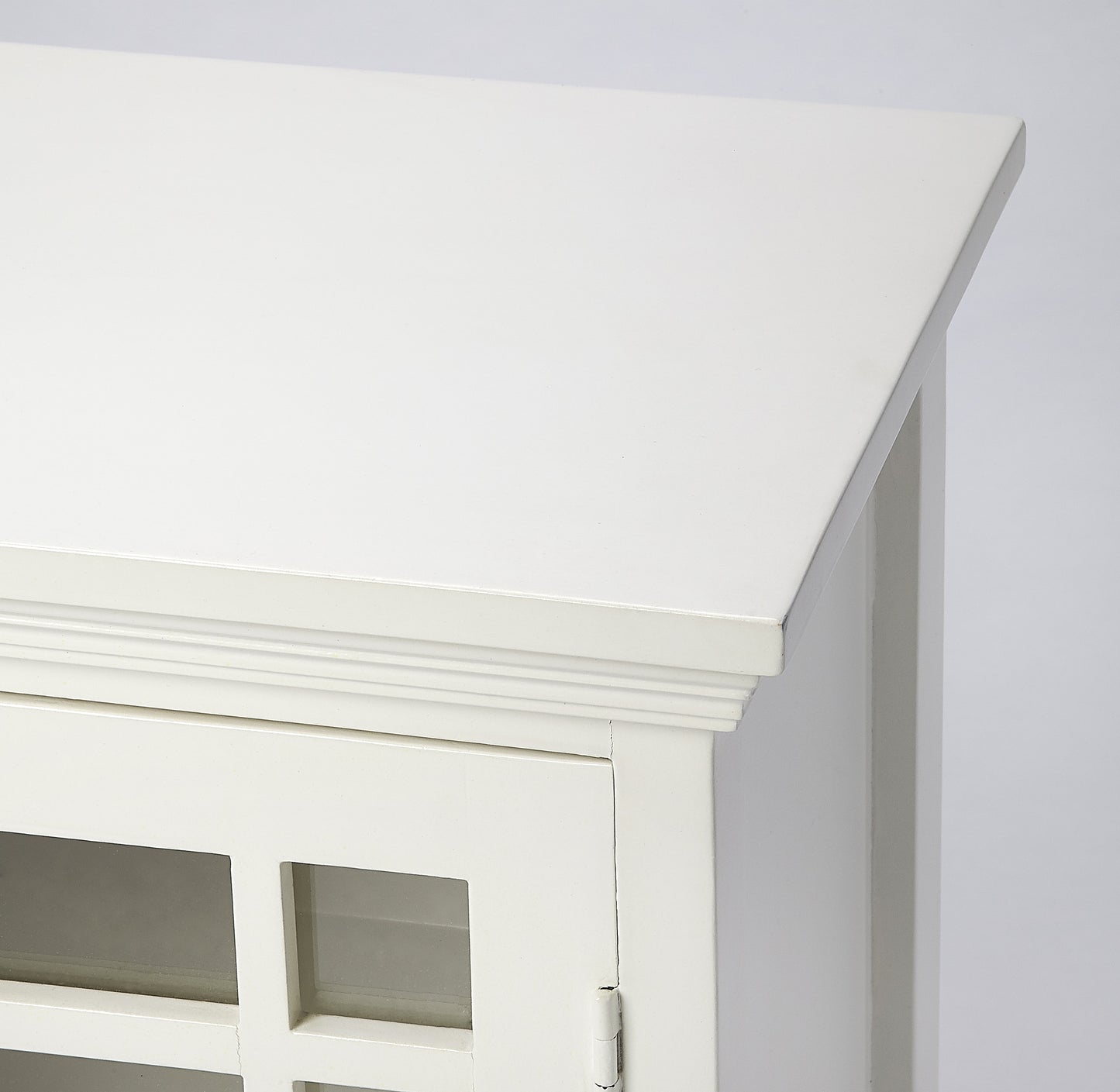 Butler Specialty Company Baxter 15.75 in. W Rectangular Wood and Glass 1 Door Accent Storage Cabinet, White