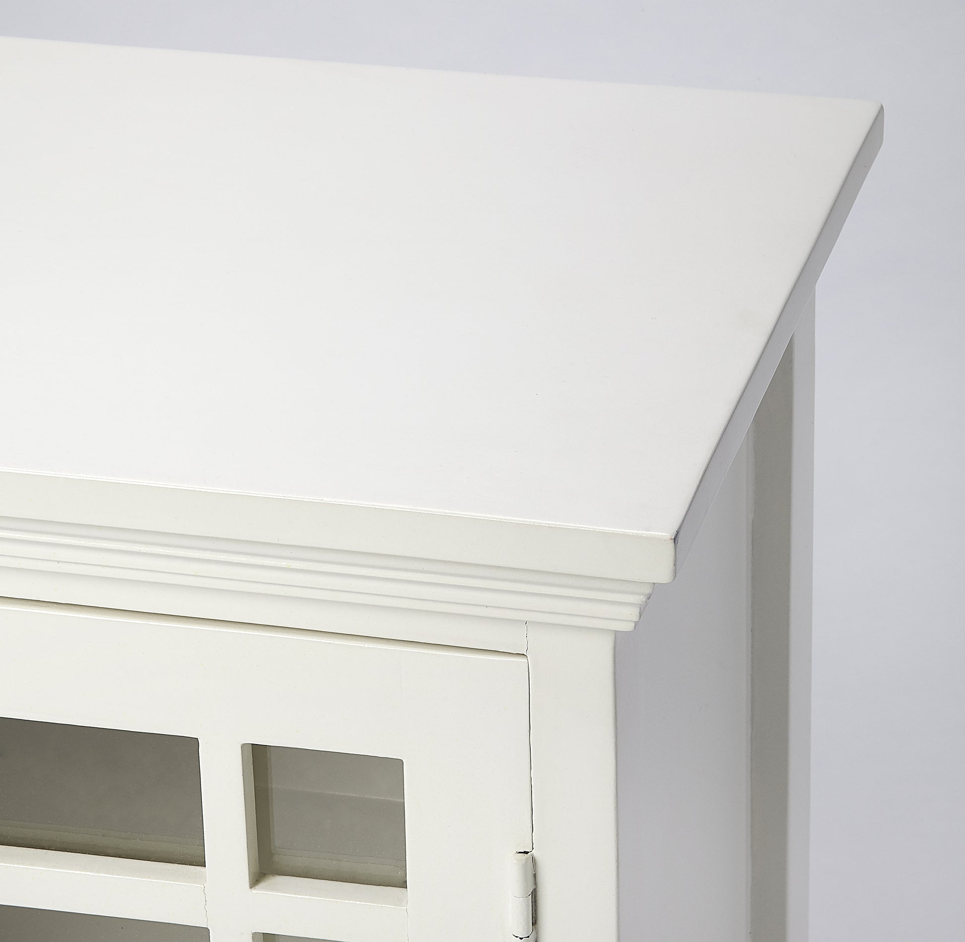 Butler Specialty Company Baxter 15.75 in. W Rectangular Wood and Glass 1 Door Accent Storage Cabinet, White