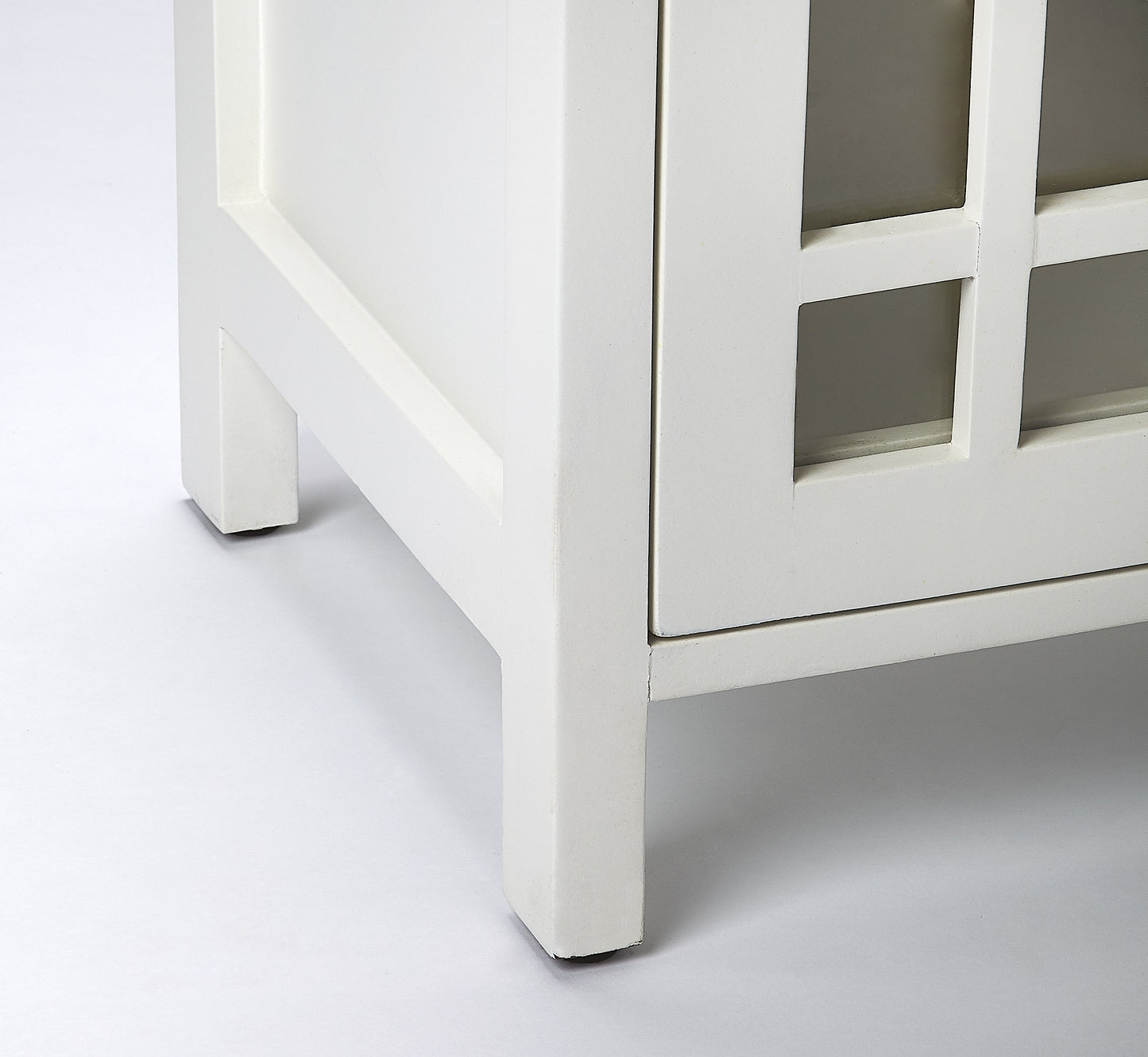 Butler Specialty Company Baxter 15.75 in. W Rectangular Wood and Glass 1 Door Accent Storage Cabinet, White