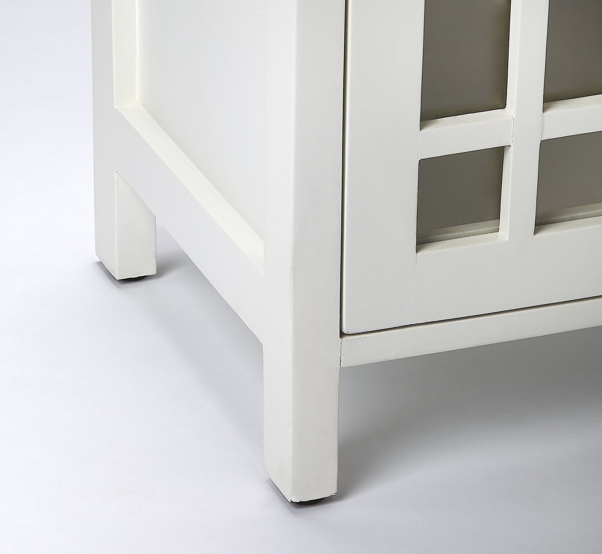 Butler Specialty Company Baxter 15.75 in. W Rectangular Wood and Glass 1 Door Accent Storage Cabinet, White