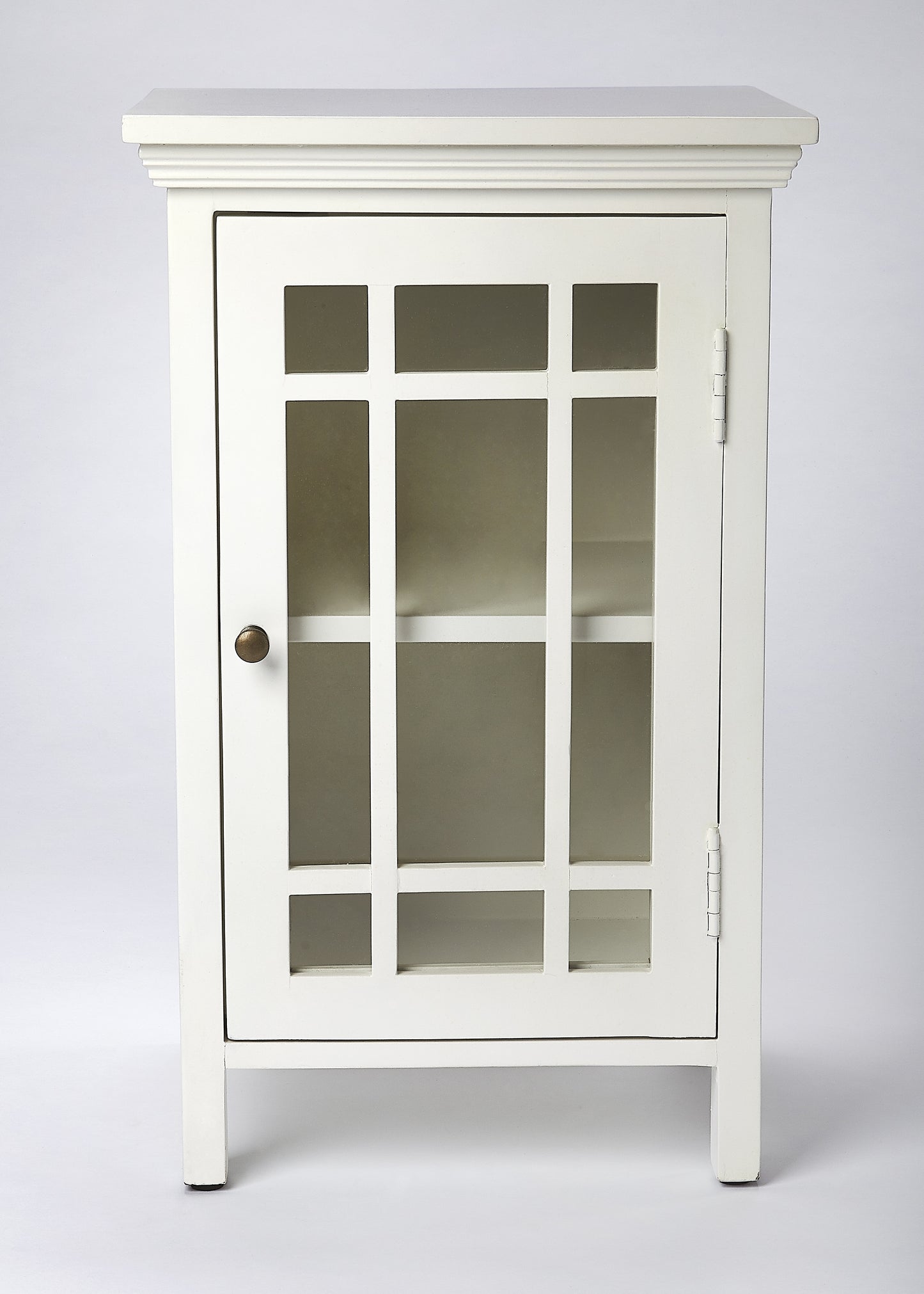 Butler Specialty Company Baxter 15.75 in. W Rectangular Wood and Glass 1 Door Accent Storage Cabinet, White
