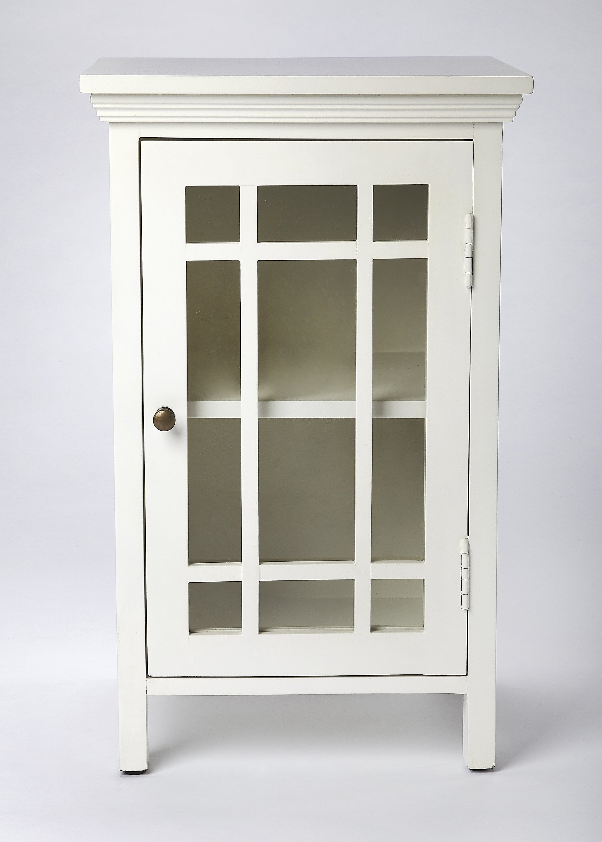 Butler Specialty Company Baxter 15.75 in. W Rectangular Wood and Glass 1 Door Accent Storage Cabinet, White