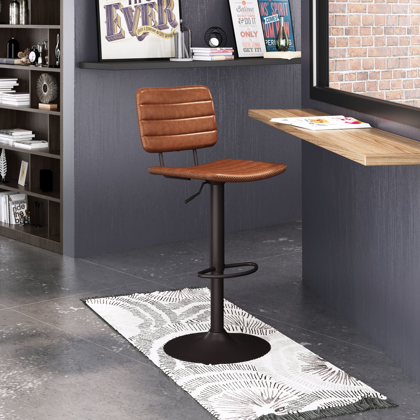 Holden Barstool Vintage Brown & Dark Bronze