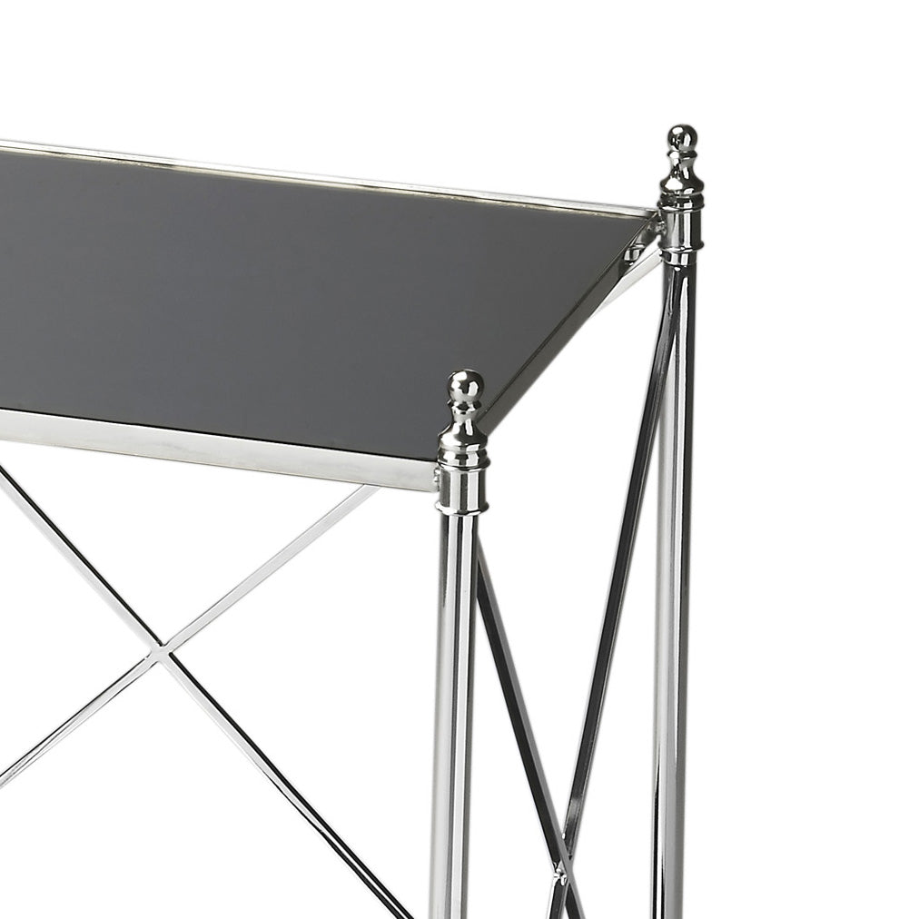 Butler Specialty Company Deidre 20.5 in. W Rectangular Glass and Metal End Table, Multi-Color