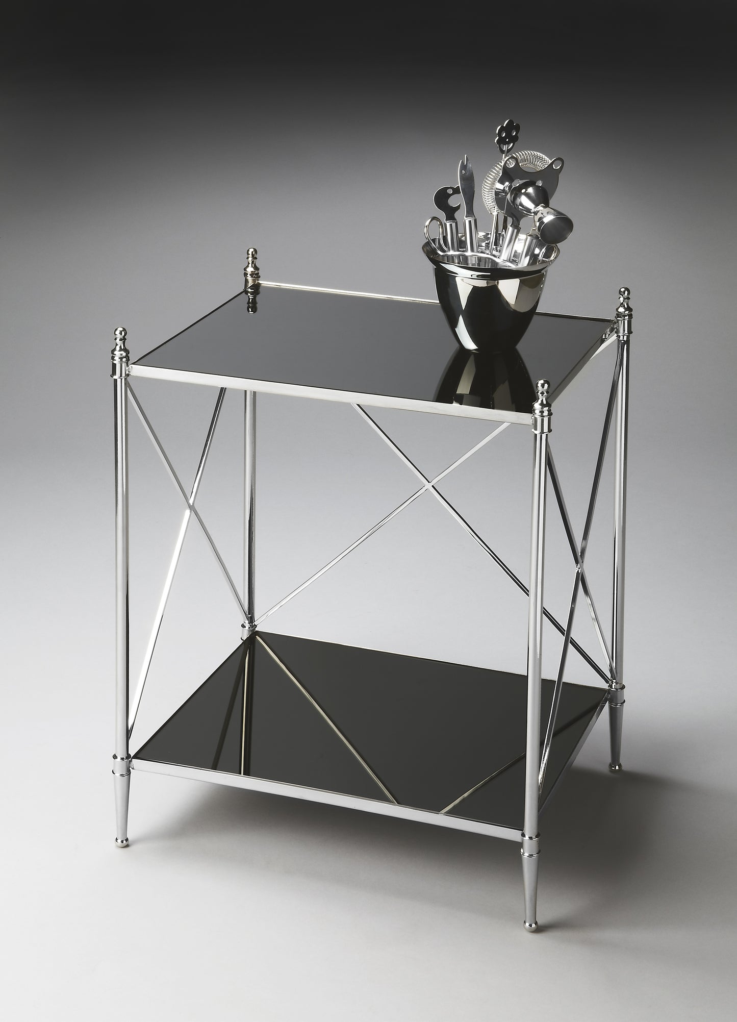 Butler Specialty Company Deidre 20.5 in. W Rectangular Glass and Metal End Table, Multi-Color