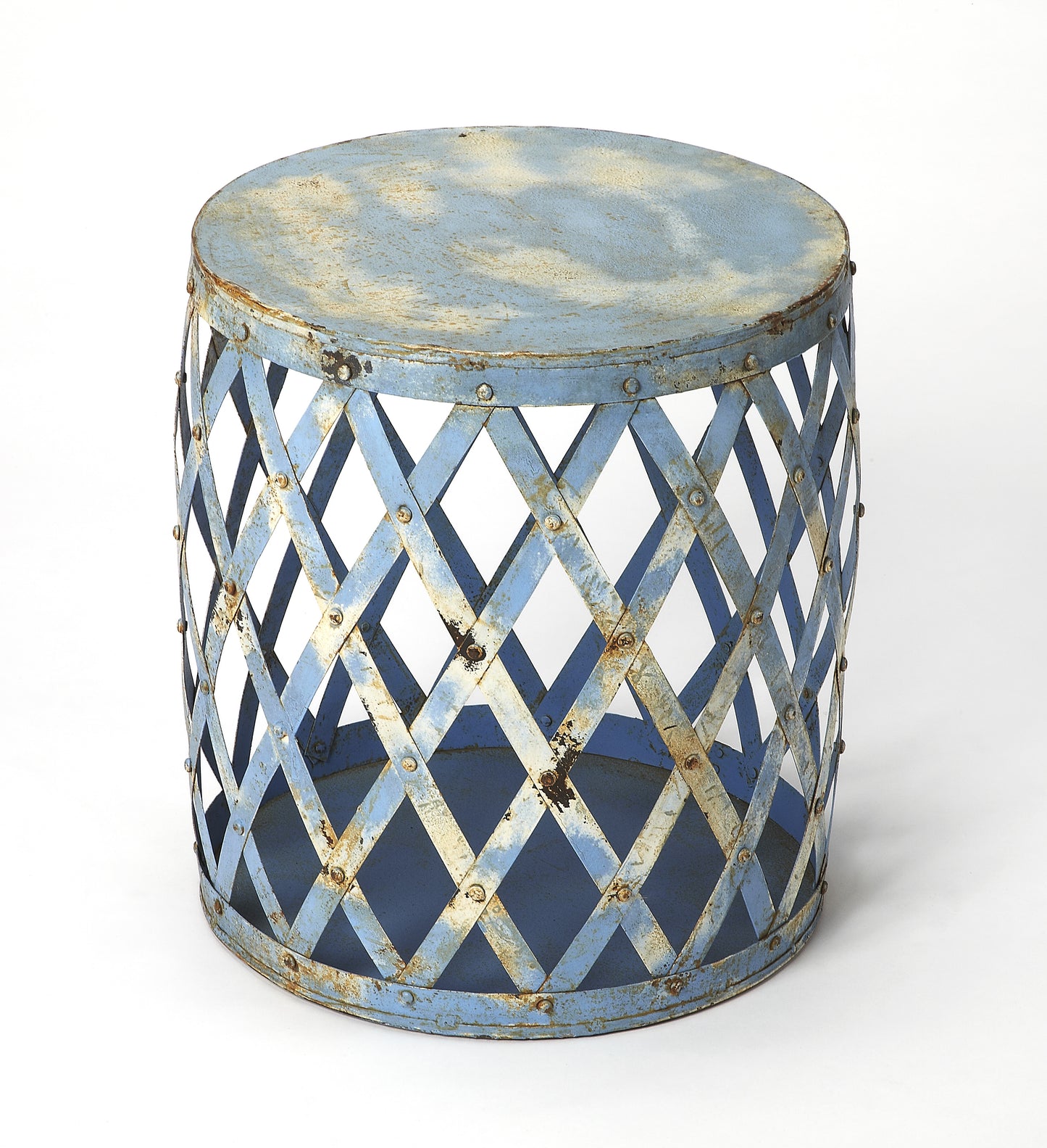 Butler Specialty Company Bangor 15 in. W Round Iron Bunching Side Table, Blue