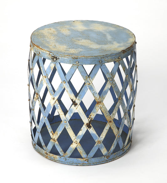 Butler Specialty Company Bangor 15 in. W Round Iron Bunching Side Table, Blue