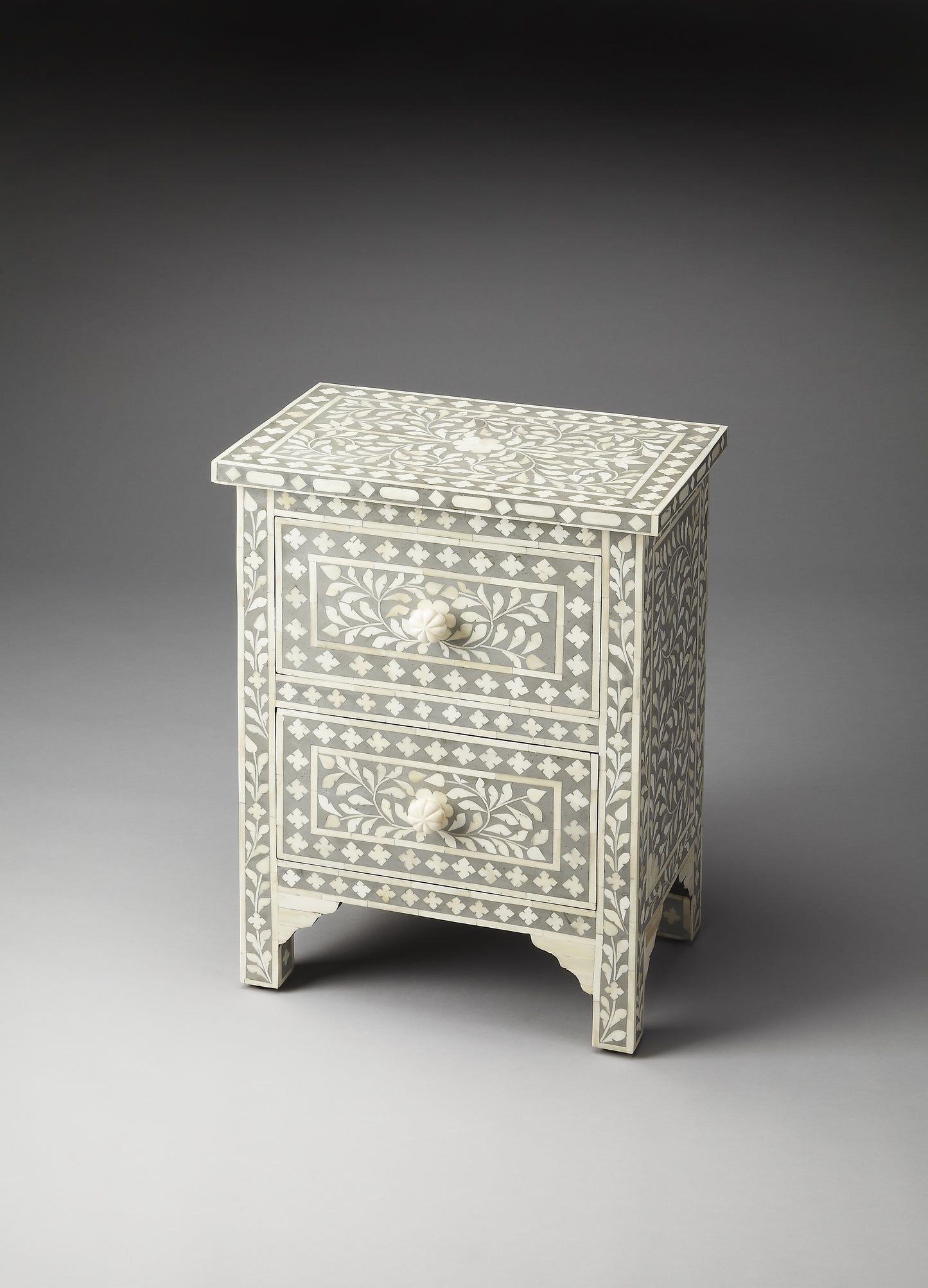 Vivienne Grey Bone Inlay Accent Chest in Gray 2865321