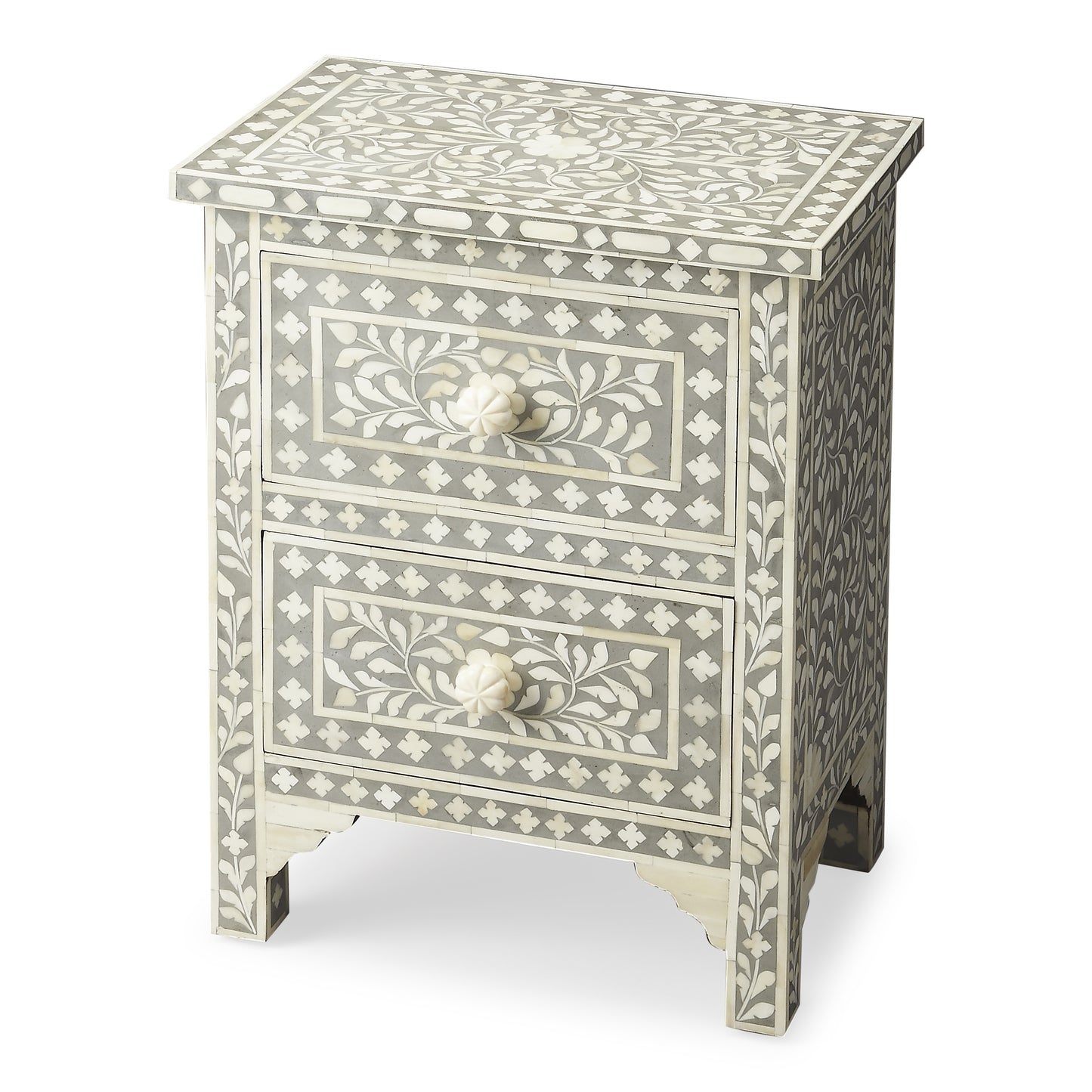 Vivienne Grey Bone Inlay Accent Chest in Gray 2865321