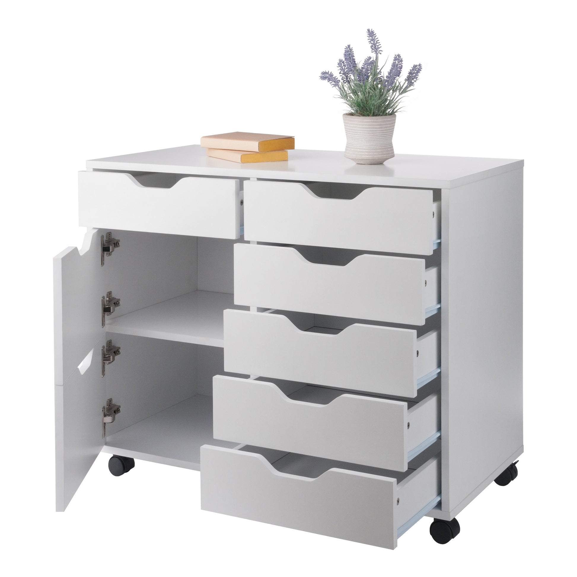 Halifax 6-Drawer Multi-Storage Mobile Cabinet, White