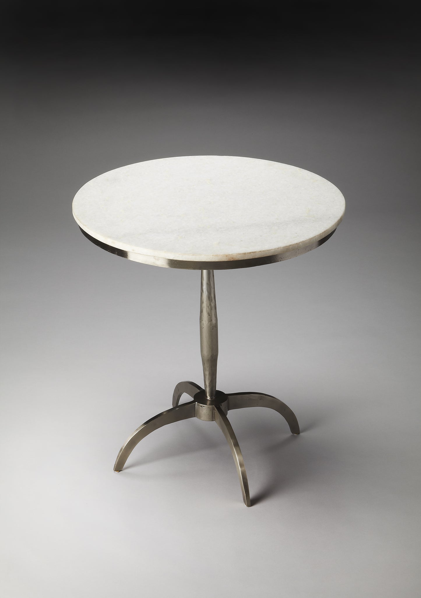 Butler Specialty Company Palmilla 22 in. W Round Marble and Metal Pedestal Side Table, Multi-Color